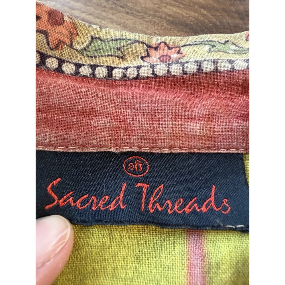 Sacred Threads Patchwork Jacket Boho Quilted Cotton Festival Hippie Coat M - Picture 2 of 6